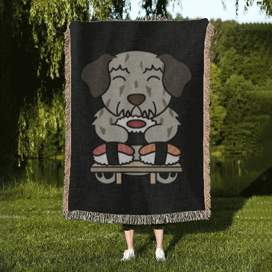 Sushi Lover Irish Wolfhound Woven Blankets