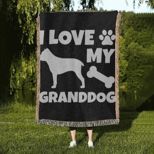 I Love My Granddog Cane Corso Woven Blankets