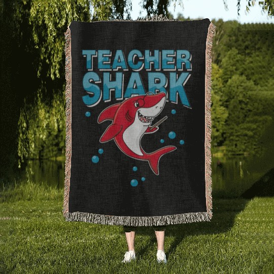 Teacher shark .. school student lessons enrollment Woven Blankets