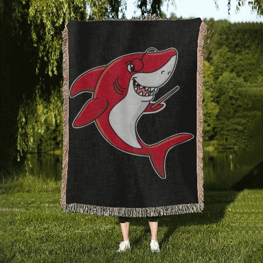 Teacher shark .. school student lessons enrollment Woven Blankets