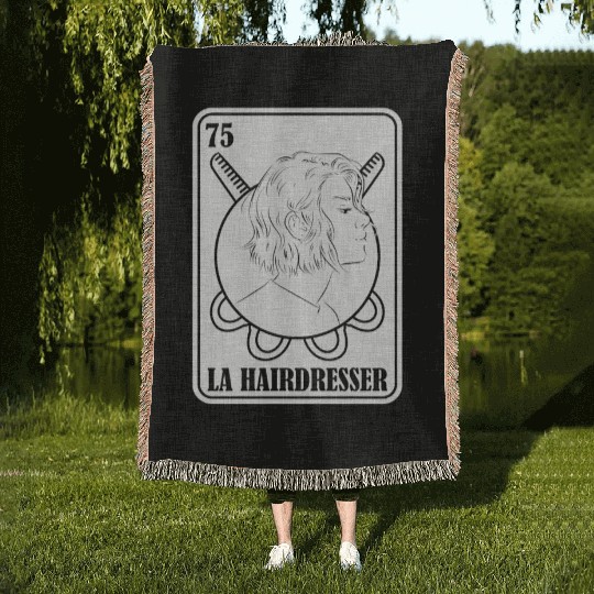 Hairdresser Hairstylist Card Woven Blankets
