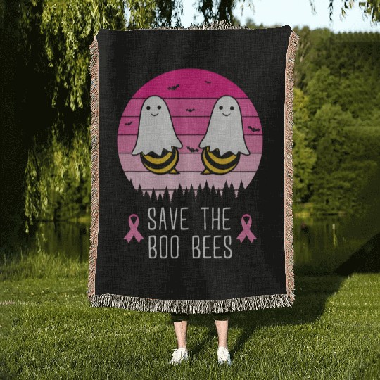 Save the Boo Bees Breast Cancer Awareness Woven Blankets