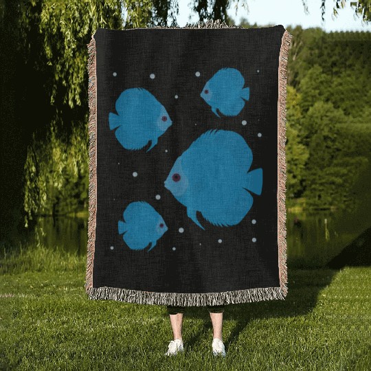 Blue Fishes Aquarium Fish Lover Fishkeeping Woven Blankets