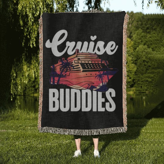 Cruise Ship Vacation Friends Girl Woven Blankets