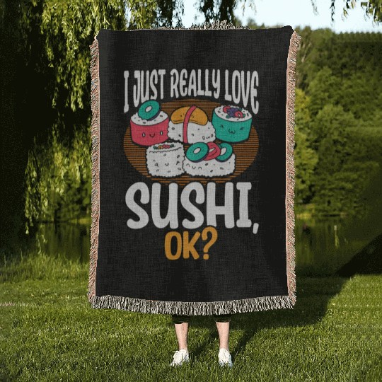 Sushi Lover Gift Art Sushi Woven Blankets