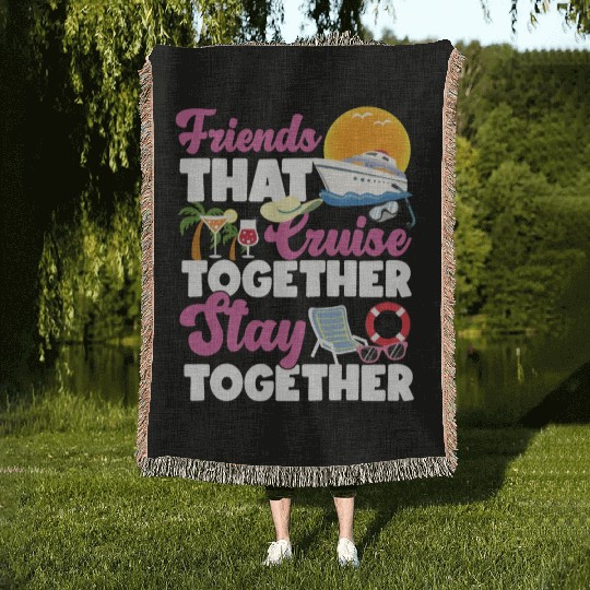Cruise Ship Vacation Friends Woven Blankets