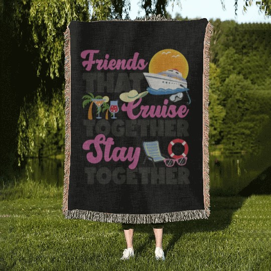 Cruise Ship Vacation Friends Woven Blankets
