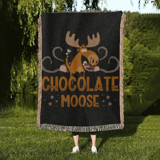 Chocolate Moose Wildlife Animal Alces Choco Deer Woven Blankets