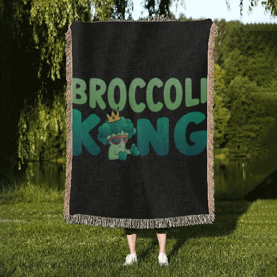 Broccoli King Vegetarian Vegetable Veggies Vegan Woven Blankets