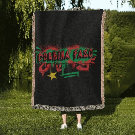 Burkina Faso graffiti design Woven Blankets