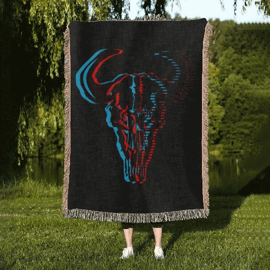 Buffalo skull Woven Blankets