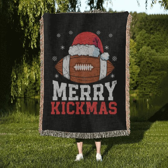 Merry Kickmas Sport Lover Merry Xmas Christmas Day Woven Blankets