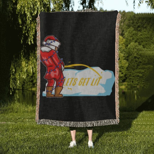 Lets get lit christmas Woven Blankets