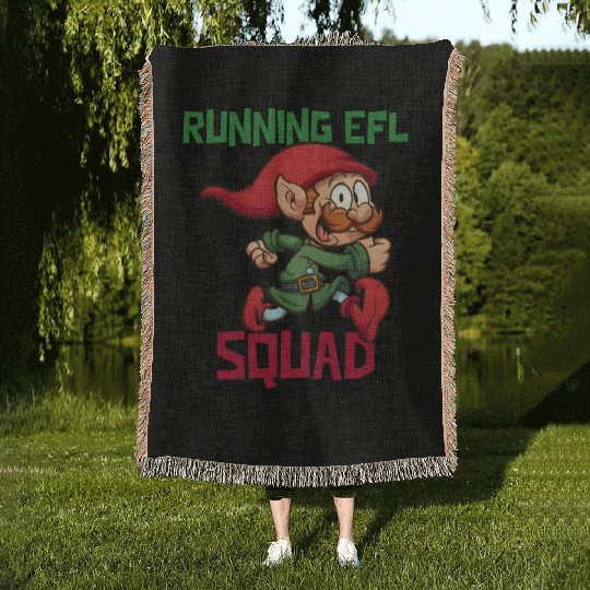 Christmas Modern Funny Character running efl Woven Blankets