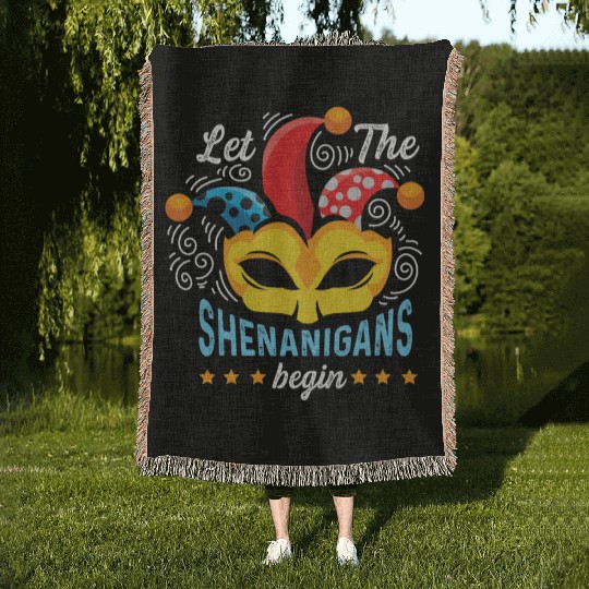 Shenanigans Begins Joker or Funny Person Gift Woven Blankets