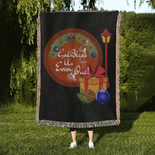 Cute A Christmas Carol God Bless Us Everyone Lamp Woven Blankets