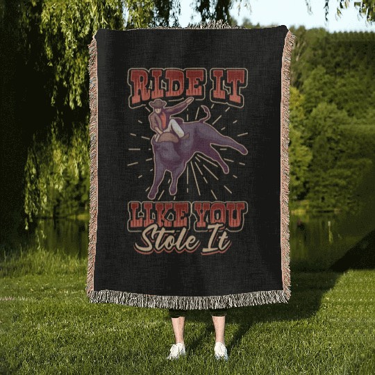 Rodeo Bull Riding Livestock Show Farmer Cattle Woven Blankets