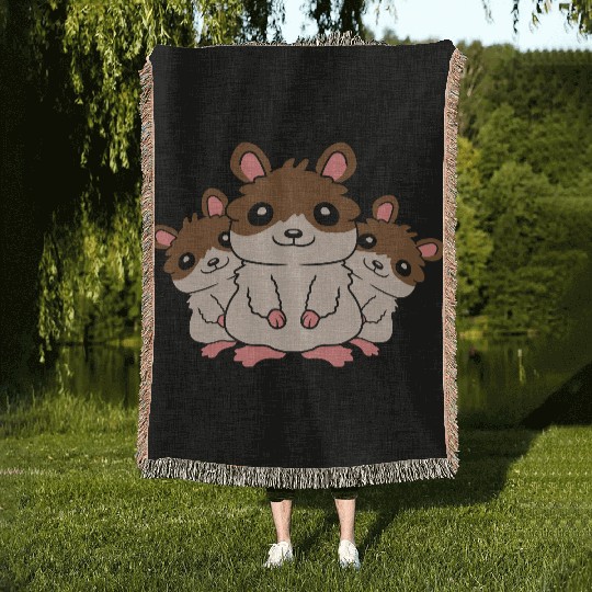 mom hamster kids crew Woven Blankets