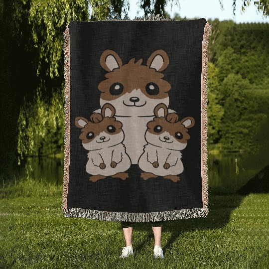 Happy hamster family kids Woven Blankets