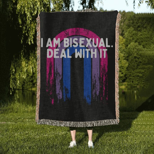 I Am Bisexual Deal with It Bi Sayings Bi Pride Woven Blankets