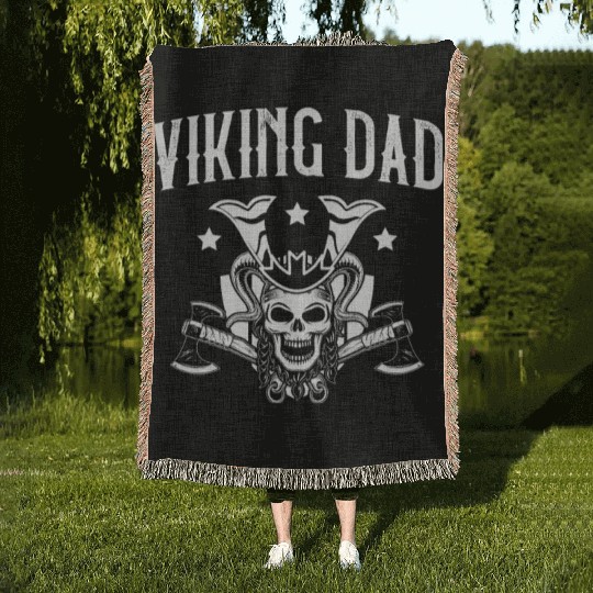 Viking Dad Pagan Scandinavian Berserker Norsemen Woven Blankets