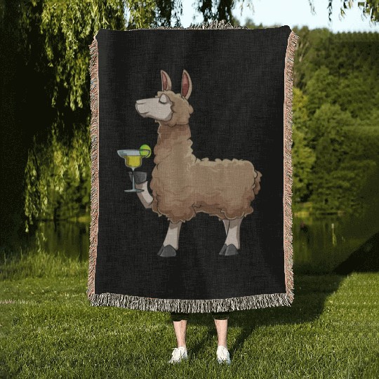 Funny Alpaca Drinks Cocktail for a Alpaca lover Woven Blankets