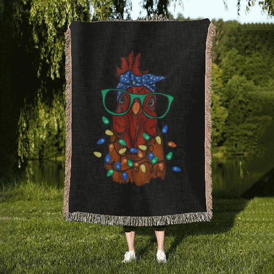 Funny Chicken Farmer Women Christmas Woven Blankets