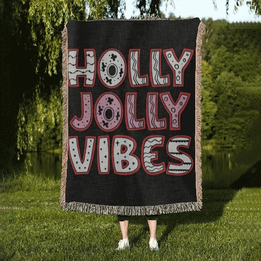 Holly jolly vibes Woven Blankets