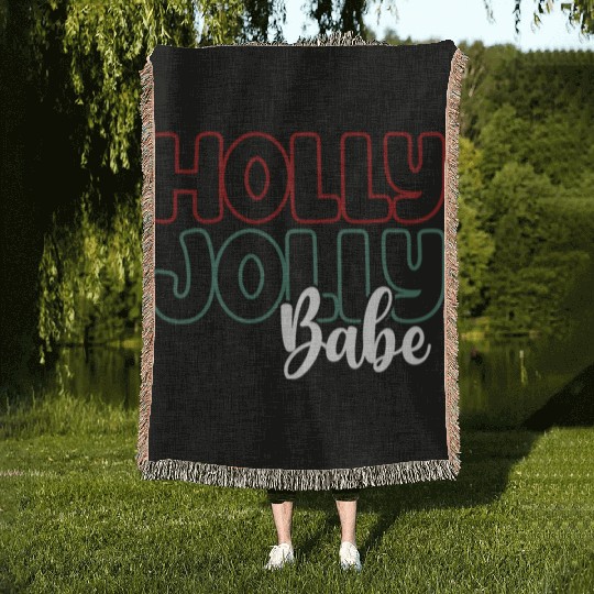Holly jolly babe Woven Blankets
