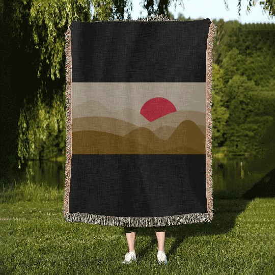 Minimalist Sun Copper Brown Woven Blankets
