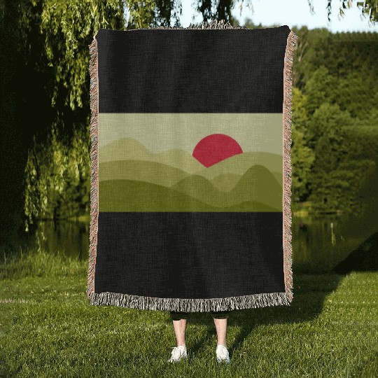 Minimalist Sun Lime Green Woven Blankets