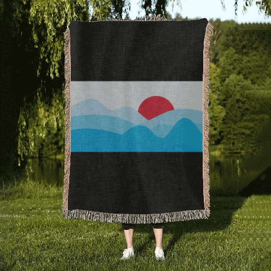 Minimalist Sun Light Blue Woven Blankets