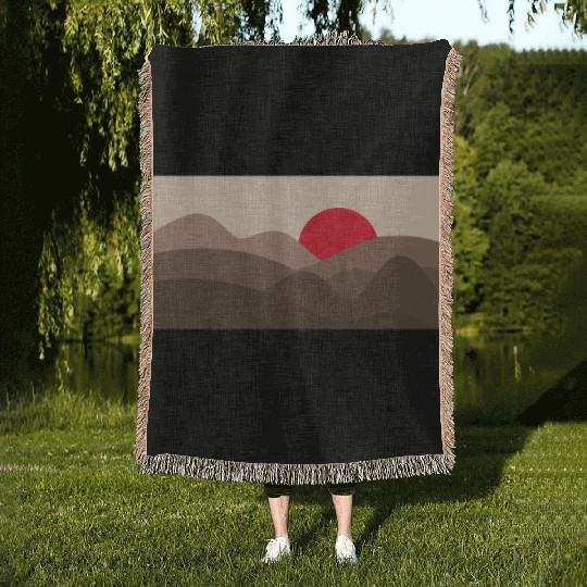 Minimalist Sun Saddle Brown Woven Blankets
