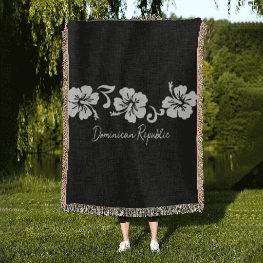 Dominican Republic Hibiscus Flower Woven Blankets