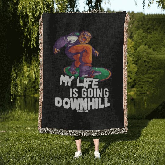 Snowboard holiday Winter holidays mountains Woven Blankets