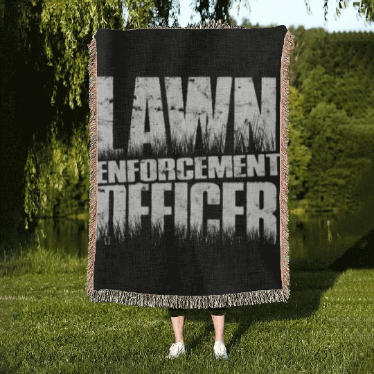 Lawn Enforcement Officer - lawn mowing Woven Blankets