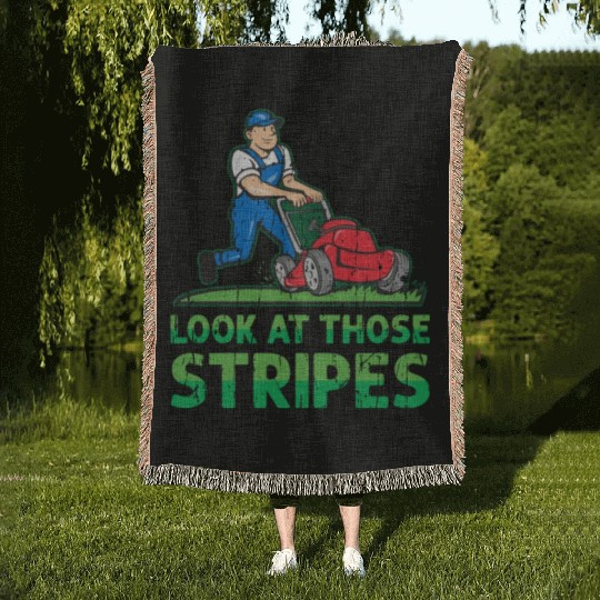 Look at those stripes - lawn mowing Woven Blankets