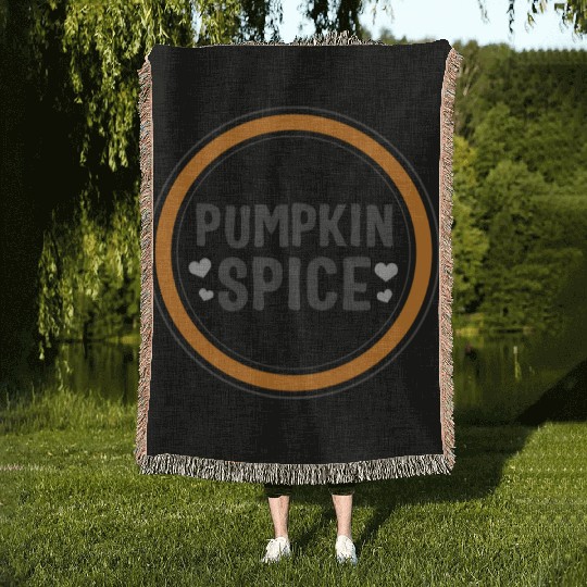 Halloween Theme Cute Pumpkin Spice Coffee Lover Woven Blankets
