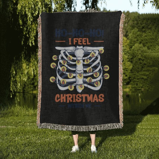 Christmas Holiday Skeleton Rib Cage Radiology Woven Blankets