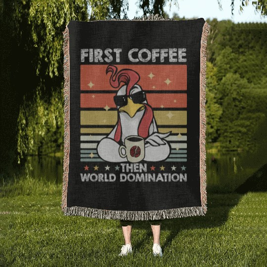 Rooster Cock Coffee Sunglasses Woven Blankets