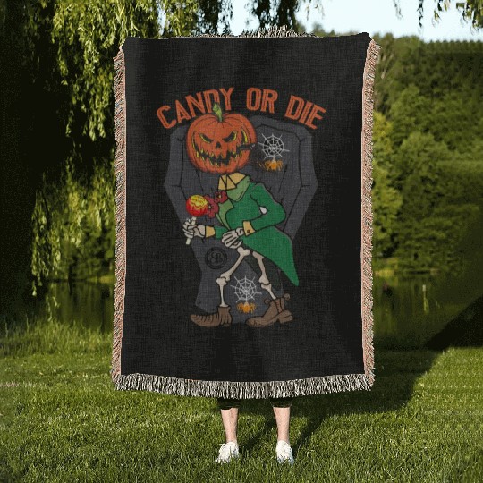 Candy Or Die - Trick Or Treat - Scary Halloween Woven Blankets