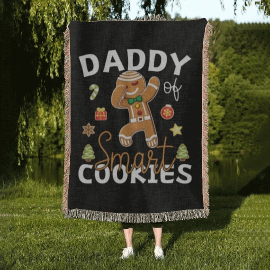 Daddy of Smart Cookies Christmas Gingerbread Man Woven Blankets