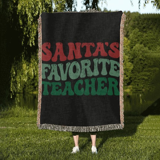 Santa teacher Woven Blankets