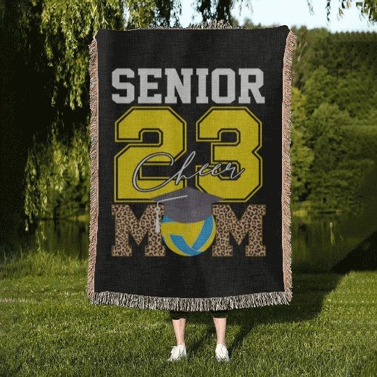 Cheer Mom Senior Class Of 2023 Volleyball Fan Gift Woven Blankets