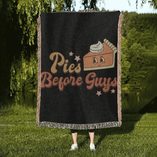 Thanksgiving Pies before guys retro vintage Woven Blankets