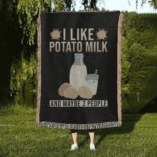 Potato Milk Saying Woven Blankets