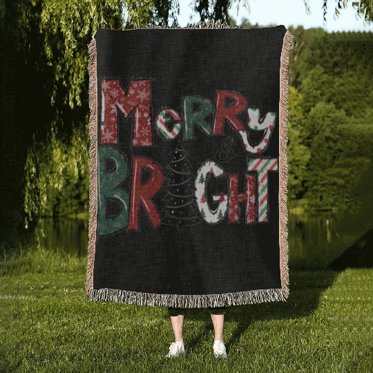 Merry And Bright Woven Blankets | Merry Christmas 2022