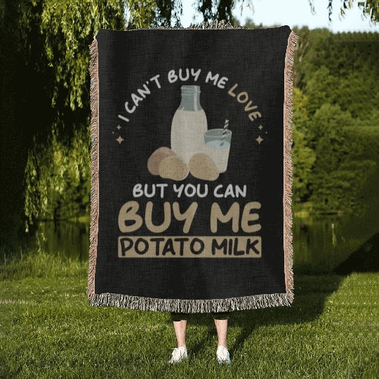 Potato Milk Saying Woven Blankets