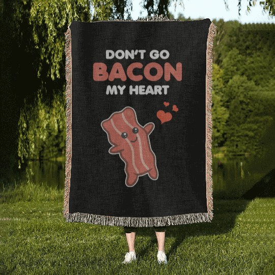 Matching Couple Funny Bacon My Heart Romantic Pun Woven Blankets