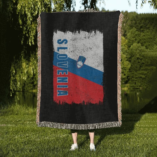 Slovenia vintage flag Woven Blankets